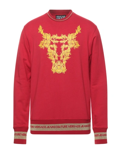 Shop Versace Jeans Couture Man Sweatshirt Red Size S Cotton, Polyester, Polyamide, Elastane