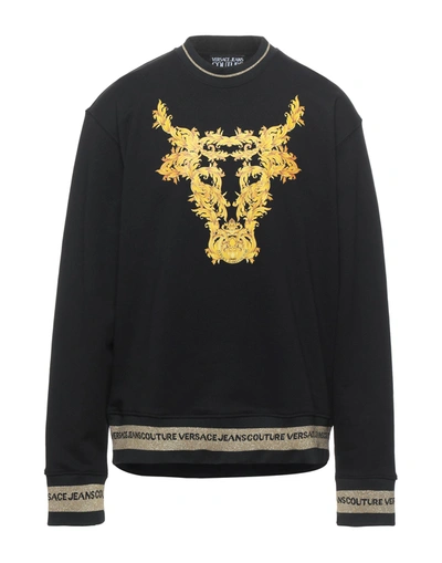 Shop Versace Jeans Couture Man Sweatshirt Black Size S Cotton, Polyester, Polyamide, Elastane