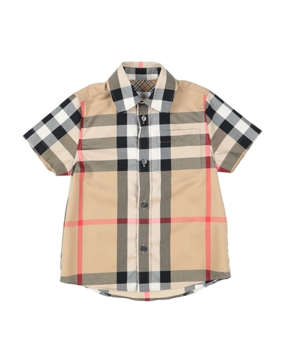 Shop Burberry Shirts In Camel