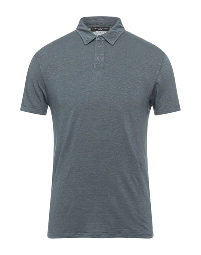 Shop Daniele Fiesoli Man Polo Shirt Lead Size Xl Linen, Elastane In Grey
