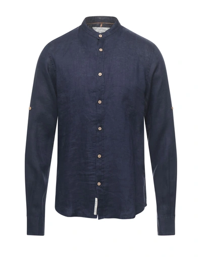 Shop Yes Zee By Essenza Man Shirt Midnight Blue Size S Linen