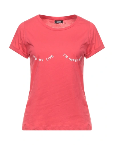 Shop !m?erfect Woman T-shirt Coral Size S Cotton In Red