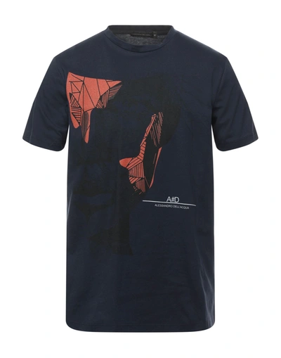 Shop Alessandro Dell'acqua Man T-shirt Midnight Blue Size S Cotton