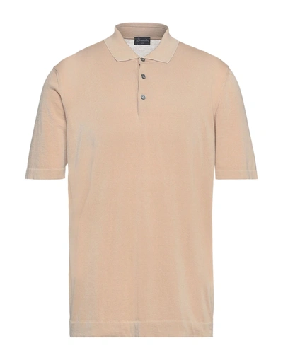 Shop Drumohr Man Polo Shirt Beige Size 46 Cotton