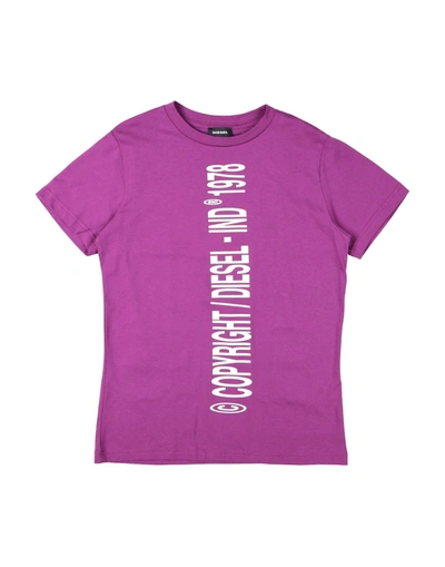 Shop Diesel Toddler Girl T-shirt Mauve Size 6 Cotton In Purple