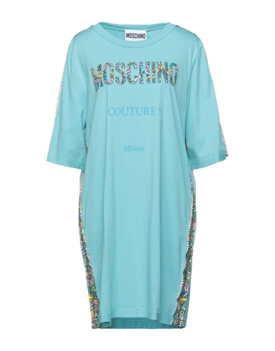 Shop Moschino Woman Mini Dress Sky Blue Size 10 Cotton