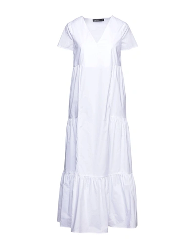 Shop Spago Donna Woman Midi Dress White Size 6 Cotton