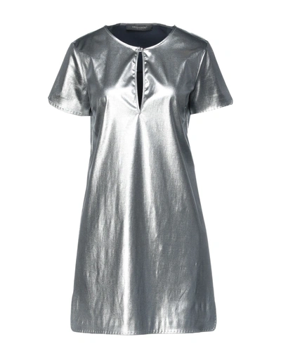 Shop Messagerie Woman Mini Dress Silver Size 4 Polyester, Cotton, Elastane
