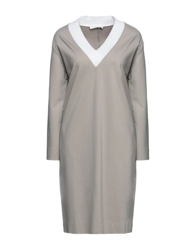 Shop Fabiana Filippi Woman Midi Dress Dove Grey Size 4 Cotton, Polyamide, Elastane, Linen, Polyester