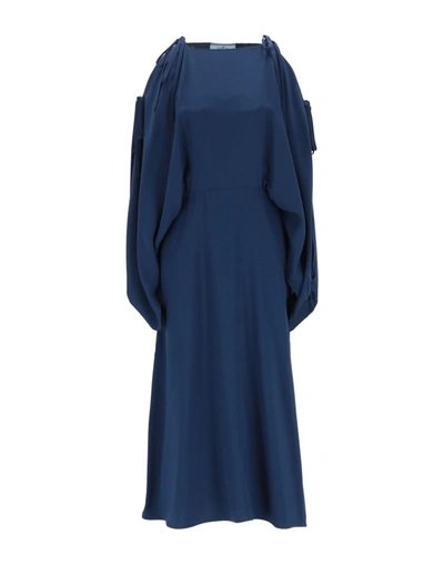 Shop Prada Woman Midi Dress Midnight Blue Size 2 Acetate, Viscose