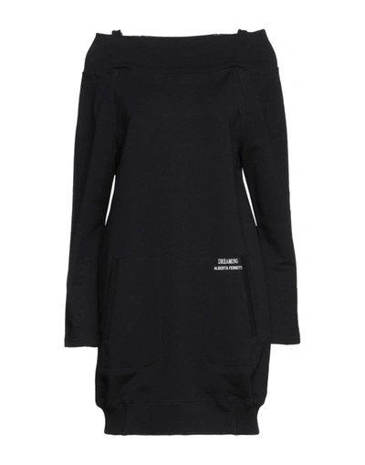 Shop Alberta Ferretti Woman Mini Dress Black Size 4 Cotton, Elastane