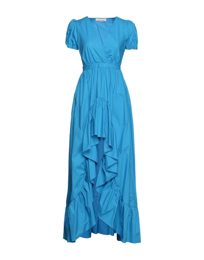 Shop Twenty Easy By Kaos Woman Mini Dress Azure Size 2 Cotton In Blue