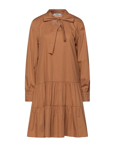 Shop Alpha Studio Woman Mini Dress Brown Size 10 Cotton, Elastane