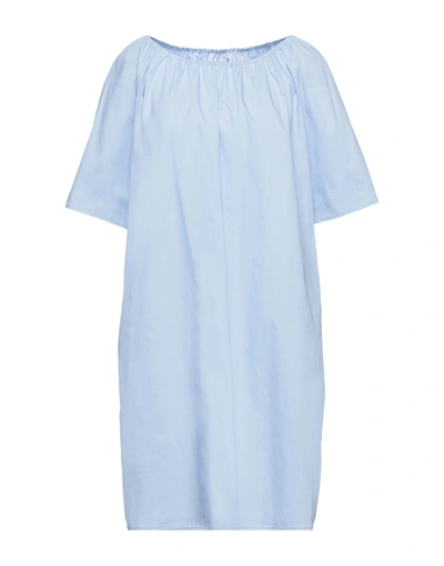 Shop Millenovecentosettantotto Woman Short Dress Sky Blue Size L Cotton, Elastane