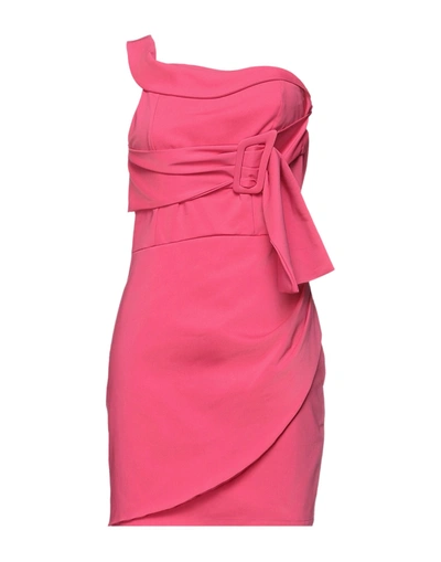 Shop Dixie Woman Mini Dress Fuchsia Size M Cotton, Polyester, Elastane In Pink