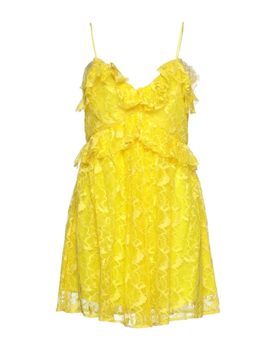 Shop Msgm Woman Mini Dress Yellow Size 4 Polyamide, Viscose, Cotton