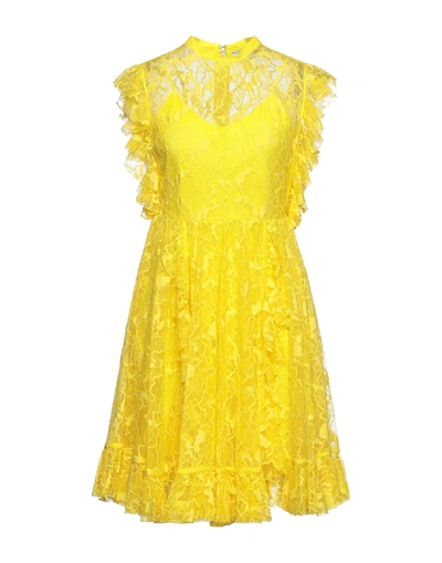 Shop Msgm Woman Mini Dress Yellow Size 2 Polyamide, Viscose, Cotton
