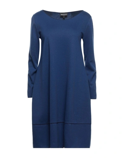Shop Emporio Armani Woman Mini Dress Blue Size 4 Viscose, Polyamide, Elastane