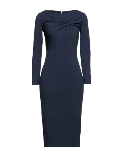 Shop Emporio Armani Woman Midi Dress Slate Blue Size 6 Viscose, Polyamide, Elastane