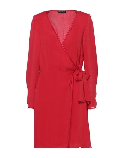 Shop Emporio Armani Woman Mini Dress Red Size 6 Silk, Polyester