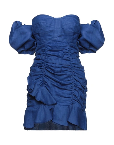 Shop Isabel Marant Woman Mini Dress Blue Size 8 Ramie