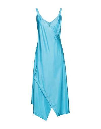 Shop Sies Marjan Woman Midi Dress Azure Size 12 Silk In Blue