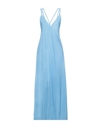 Shop Kaos Woman Maxi Dress Azure Size M Viscose In Blue
