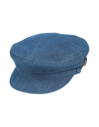 Shop Borsalino Man Hat Blue Size 7 ⅝ Cotton