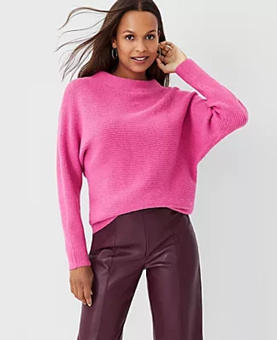 Shop Ann Taylor Stitched Mock Neck Sweater In Beautiful Orchid
