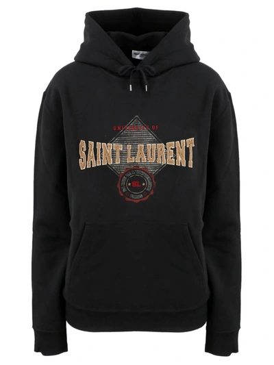 Shop Saint Laurent University Of Hoodie In Black