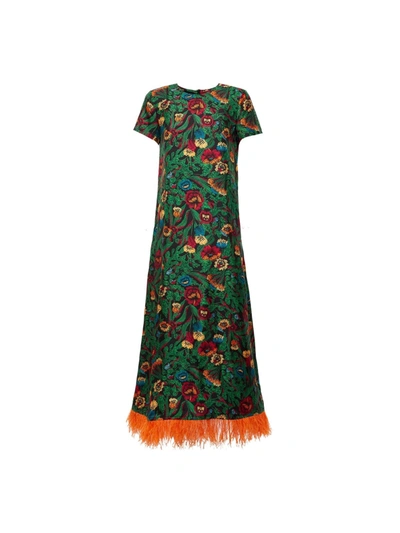 Shop La Doublej Swing Twill Silk Dress In Night Garden