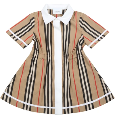 Shop Burberry Beige Dress For Baby Girl With Check Vintage