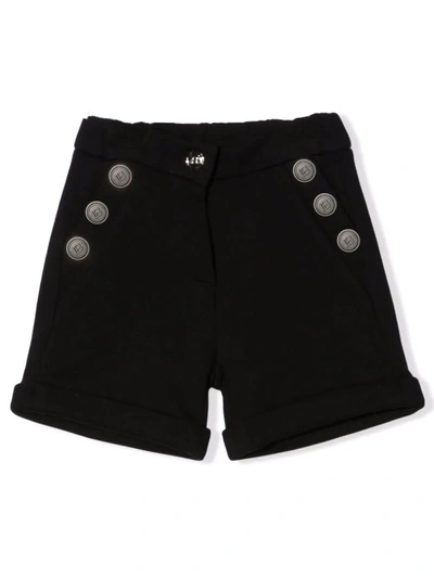 Shop Balmain Black Cotton Shorts In Nero