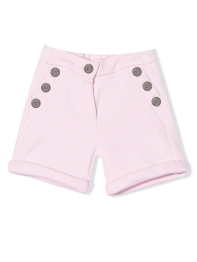 Shop Balmain Light Pink Cotton Shorts In Rosa