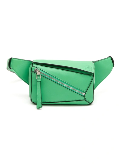 Puzzle Small Leather Belt Bag in Green - Loewe