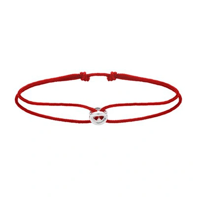 Shop Le Gramme Polished Sterling Silver Entrelacs Red Cord Bracelet 1g