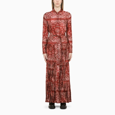 Shop Golden Goose Red/off-white Paisley-print Long Dress