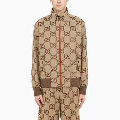 Shop Gucci Gg Supreme Fabric Field Jacket In Beige