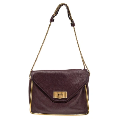 Pre-owned Chloé Purple Pebbled Leather Medium Sally Flap Shoulder Bag