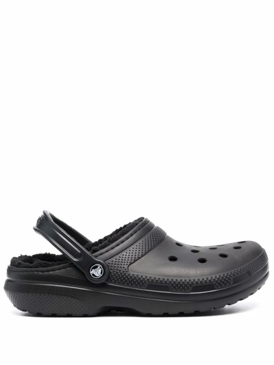 Shop Crocs Black Classic  Faux-fur Sandals