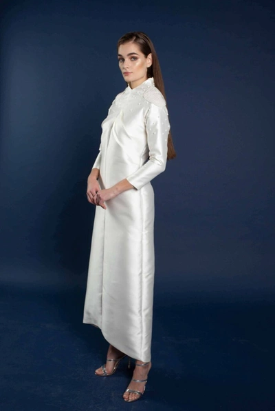 Shop Anaya Dalia Pearl Embellished Dress In White