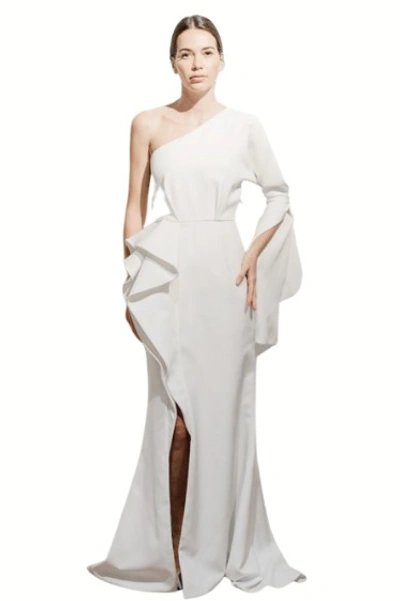 Shop Azzi & Osta One Long Split Sleeve Gown In White