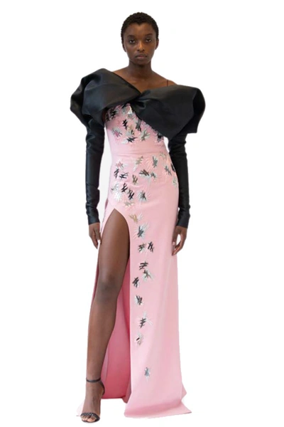 Shop Bibhu Mohapatra Mirror And Raffia Embroidered Gown In Pink