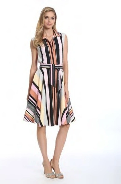 Shop Badgley Mischka Striped Day Dress In Multicolor