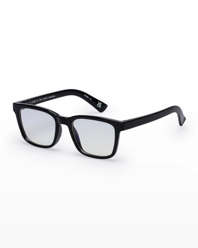 Shop The Book Club A Doom Of Funs Blown Rectangle Recycled Plastic Reading Glasses In Black