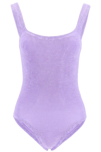 Shop Hunza G Square Neck Swimsuit In Lilac