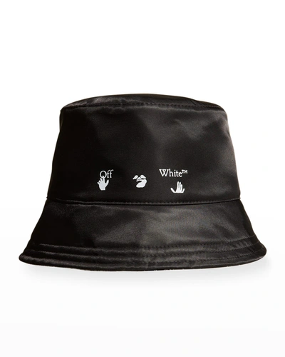 Shop Off-white Graphic Logo Nylon Bucket Hat In 1001 Black/white