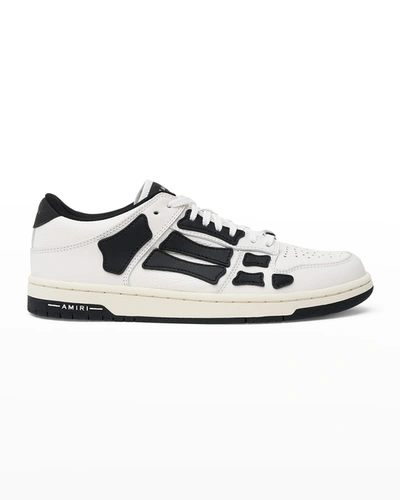 Shop Amiri Skel Bicolor Leather Low-top Sneakers In White Black