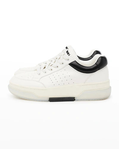 Shop Amiri Stadium Bicolor Leather Low-top Sneakers In White Black