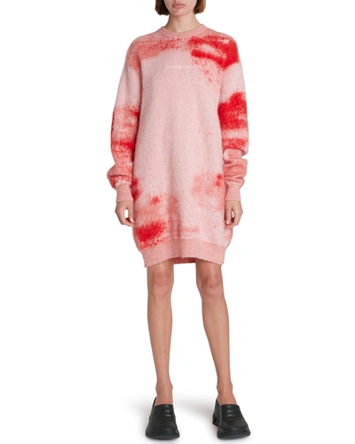 Shop Givenchy X Chito True Hearted Spray Paint Logo Sweater Dress In Red